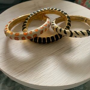3 Bracelets Kenneth Cole enamel hinged Zebra, Giraffe or black striped bracelets
